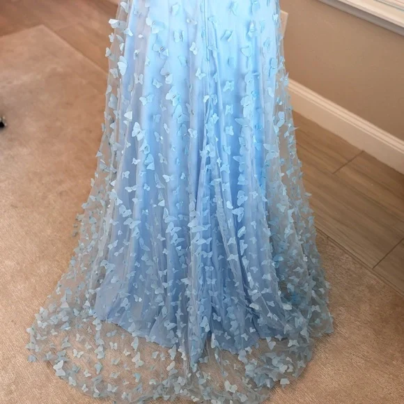NEW, Pastel Blue Dress, Butterfly Dress, Baby Blue, Prom Dress, NWOT Size L - Picture 4 of 7